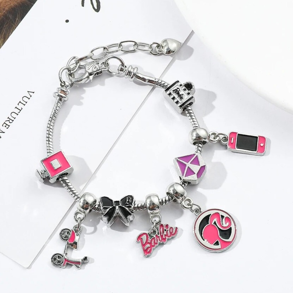 NEW Sterling Silver Barbie Disney Charm Bracelet